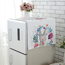 Refrigerator cover Refrigerator towel Cartoon animal refrigerator dust cover Double door refrigerator decorative cover Fabric refrigerator cover