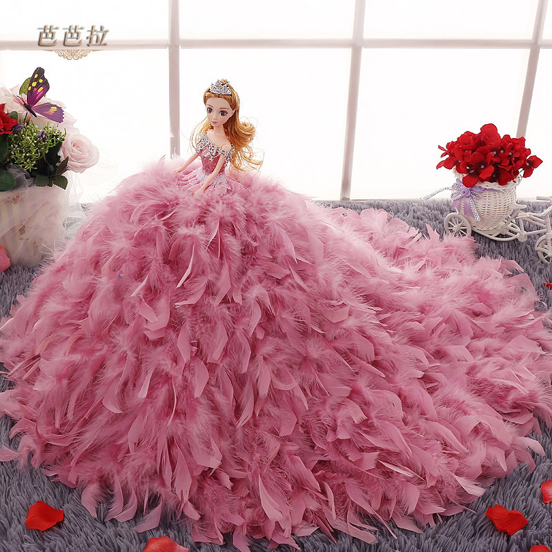 Купить кукла Кукла Барби свадебное платье с перьями, 3D глаза трейлинг свадебные украшения подарок девочек игрушки Barbie в интернет-магазине с Таобао (Taobao) из Китая, низкие цены | Nazya.com