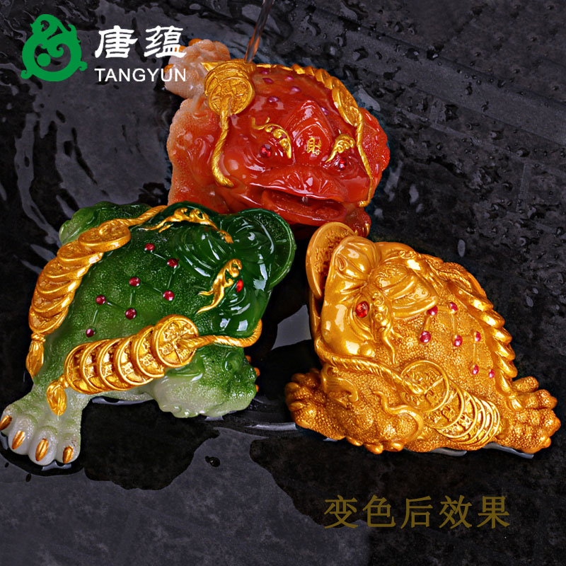 Feng shui, golden cicada three - legged toad furnishing articles spittor fortune prosperous wealth home furnishing articles town house hot water color tea tea of a pet