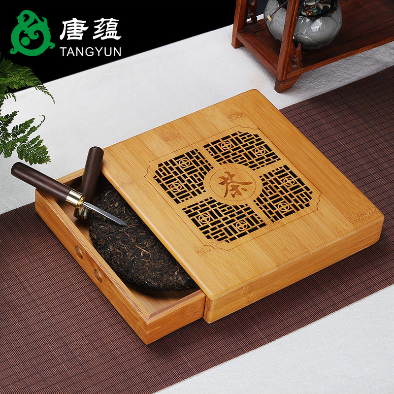 Puer tea box Japanese bamboo kung fu tea tray tea tea accessories opener ChaZhen tea zero with solid wood tea tray