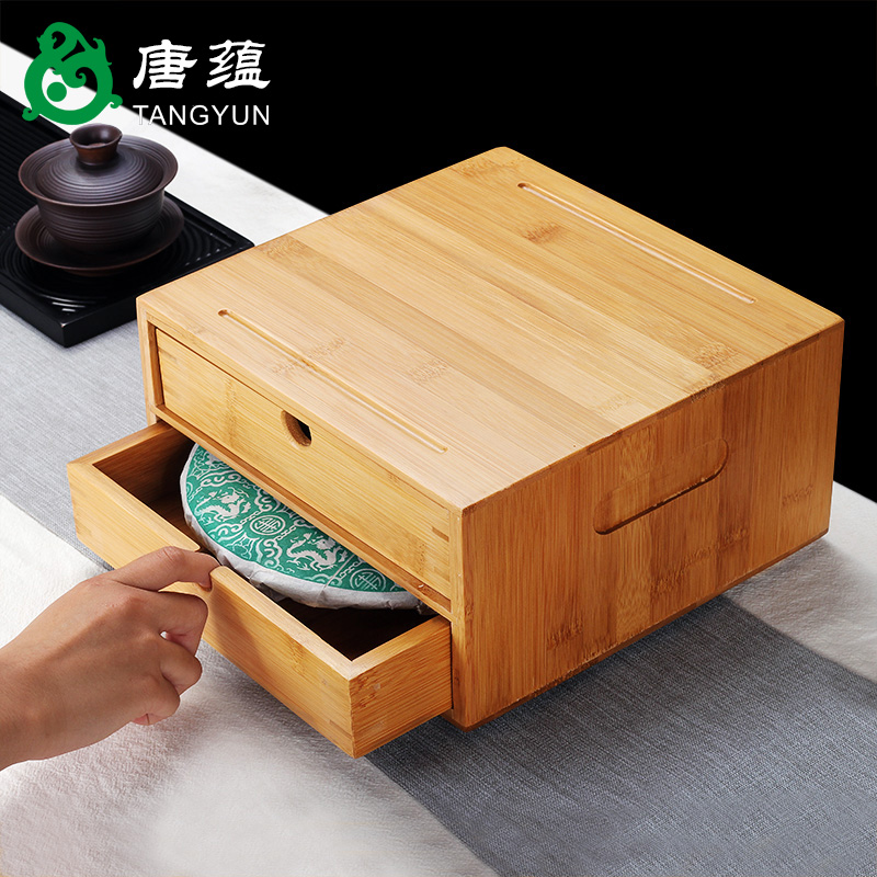 Pu - erh tea boxes tea cake tea storehouse tool shelf single drawer bamboo tea tray was kung fu tea accessories