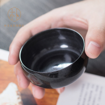 The whole piece of natural black stone stone Tea Cup Master Cup home kung fu tea set single cup tea cup tea cup