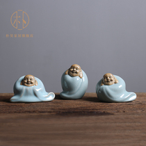 Pu Hao agate opening piece can raise tea pet decoration can raise Ru Kiln Kung Fu tea set Tea ceremony accessories creativity