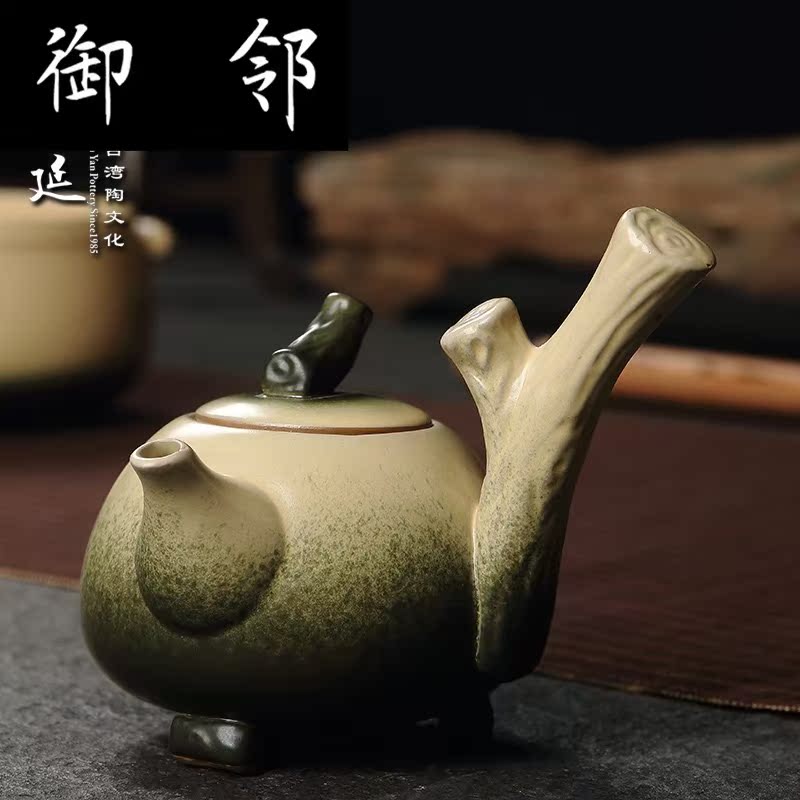 Taiwan manen han clay archaize health ceramic tea set tea ware, green bamboo snake kung fu tea set named "supply"