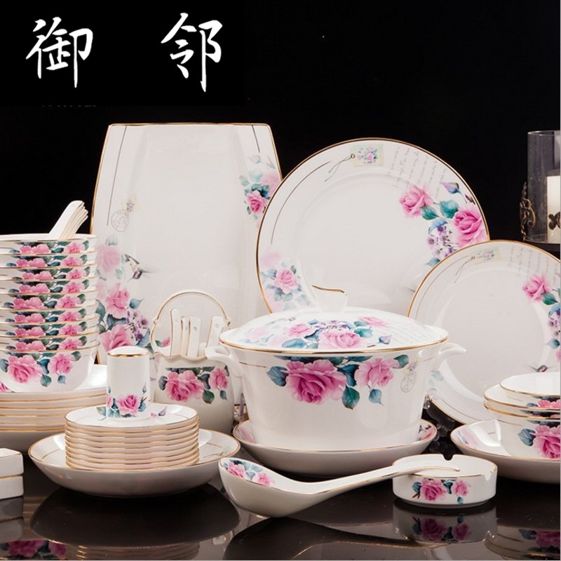 Propagated jingdezhen ceramic tableware tableware ceramics tableware 60 head bowl dish dish gift set suits for