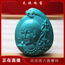 Turquoise Carved High Porcelain Blue Bodhisattva Carved Pieces Jewelry Necklace Pendant