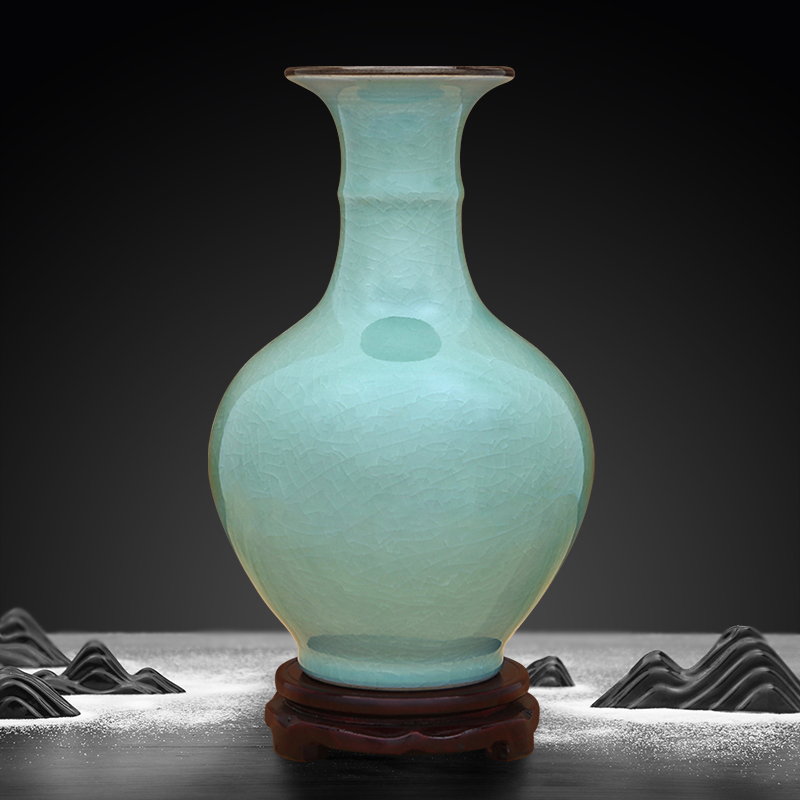 Pea green vase of crack to industry