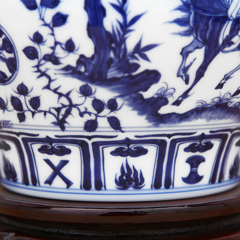 To ceramics high white antique yuan blue and white figure can written down the mountain