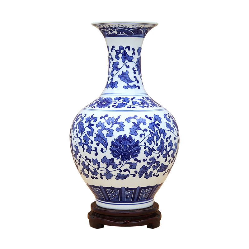 Jingdezhen ceramics bound lotus flower grain blue and white porcelain vase furnishing articles study the sitting room is ancient frame craft vase