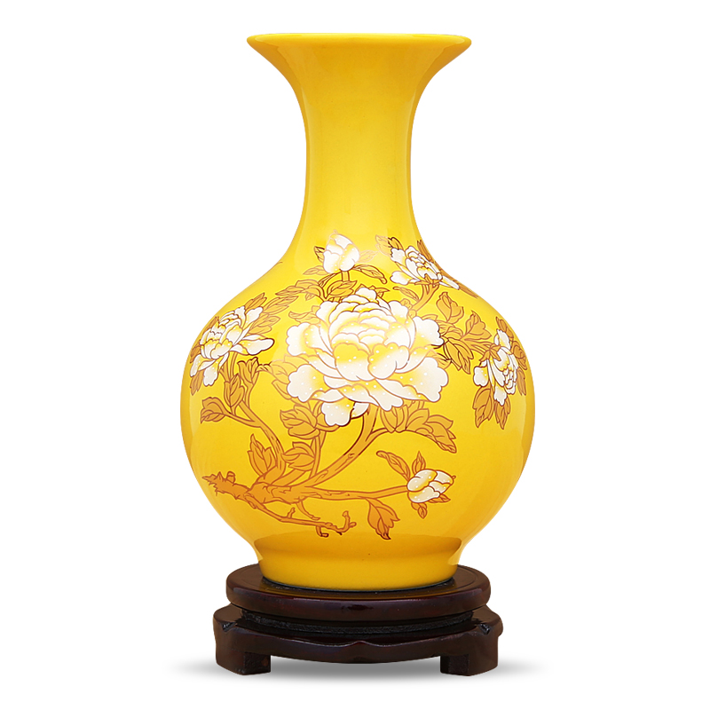 Yellow emperor to industry ceramic vase paint peony riches and honour