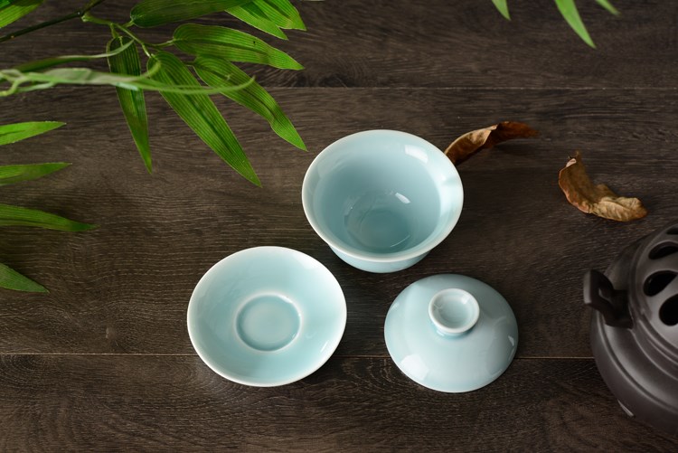 Back at tureen ceramic cups large single three white porcelain kung fu tea tea bowl violet arenaceous longquan celadon