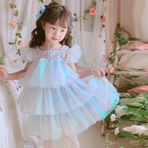 Girls dress for dress and summer clothes 2022 new childrens fish Ji Pomong Dress Princess Nepotism Girl Short Sleeve Dresses