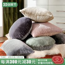 Modern Light Lavish Pure Color Rabbit Fur Hug Pillow Living-room Sofa Waist Pillow Leaning Back Cushion Nordic Ins Wind Plush Backrest