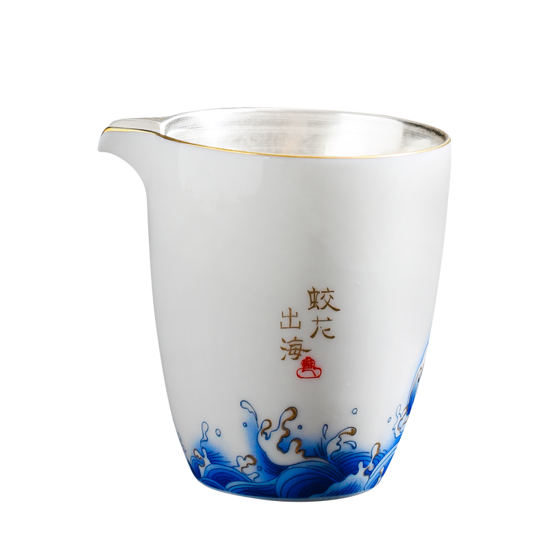 Tasted silver gilding manual hand - made white porcelain paint ceramic fair keller points is contracted kung fu tea tea tea tea accessories sea