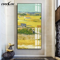Van Goghs porch decorative painting simple modern vertical plate harvest oil painting master works corridor office hanging painting