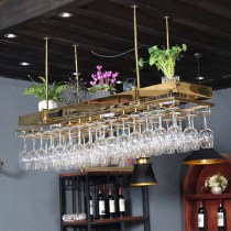 Bar Table Bar Hanging Red Wine Glass Shelf Front Office Creative Pendulum stainless steel High foot cup inverted hanging home wine shelf