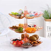 Creative rotating multi-layer can be superimposed fruit plate fruit pot living room double-layer household plastic plate European three-layer dried fruit plate