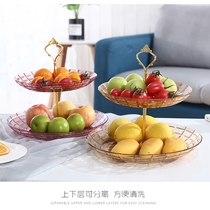 Transparent European living room household double-layer fruit plate ktv plastic multi-layer plate creative snacks melon seed plate