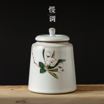 Slow-adjusting Ruyao tea pot Chinese ceramic tea wake-up sealed pot Moisture-proof tea storage pot Kung Fu tea storage box small