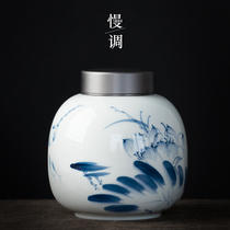 Slow Tune Large Tea Leaves Jar Home Half Catty Tea Leaf Jars Home Upscale Seal Pot Creative Hand-painted Ceramic Tea Jars