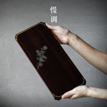 Slow-tuned field Garden Wind tea tray Home utility-made tea with small heavy bamboo dry foam bench minimalist Tray Rectangle