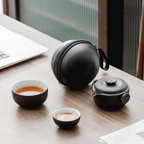 Slow tune ceramic fast guest Cup outdoor kung fu tea set portable travel tea set portable teapot tea cup set
