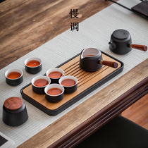 Slowly-tuned side kung fu tea set home living room teapot simple tea maker office meeting small tea tray set