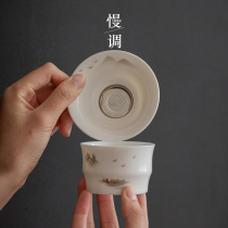Slow-tuned goat Jade Tea filter Dehui white porcelain tea leak filter ceramic tea filter tea set accessories