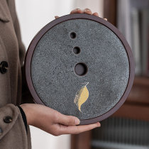 Wujin Stone tea tray creative round bamboo wooden tea table household Japanese small dry bubble tray water storage type dry bubble tray
