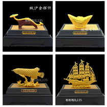 Velvet sand Golden Cow year ornaments Golden bowl ingot Smooth sailing gifts Housewarming office furnishings Insurance business crafts