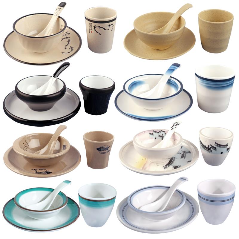 A5 melamine imitation porcelain tableware shop set up four suits for, hotel hotel tableware restaurant dishes cup business.