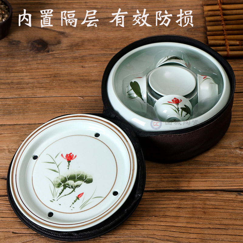 Travel tea set suit portable charter the loaded with kung fu small ceramic chaozhou kunfu tea tea tray