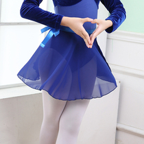 Young childrens chiffon dress dance costume practice tie-up performance apron spring and autumn half-length ballet form suit