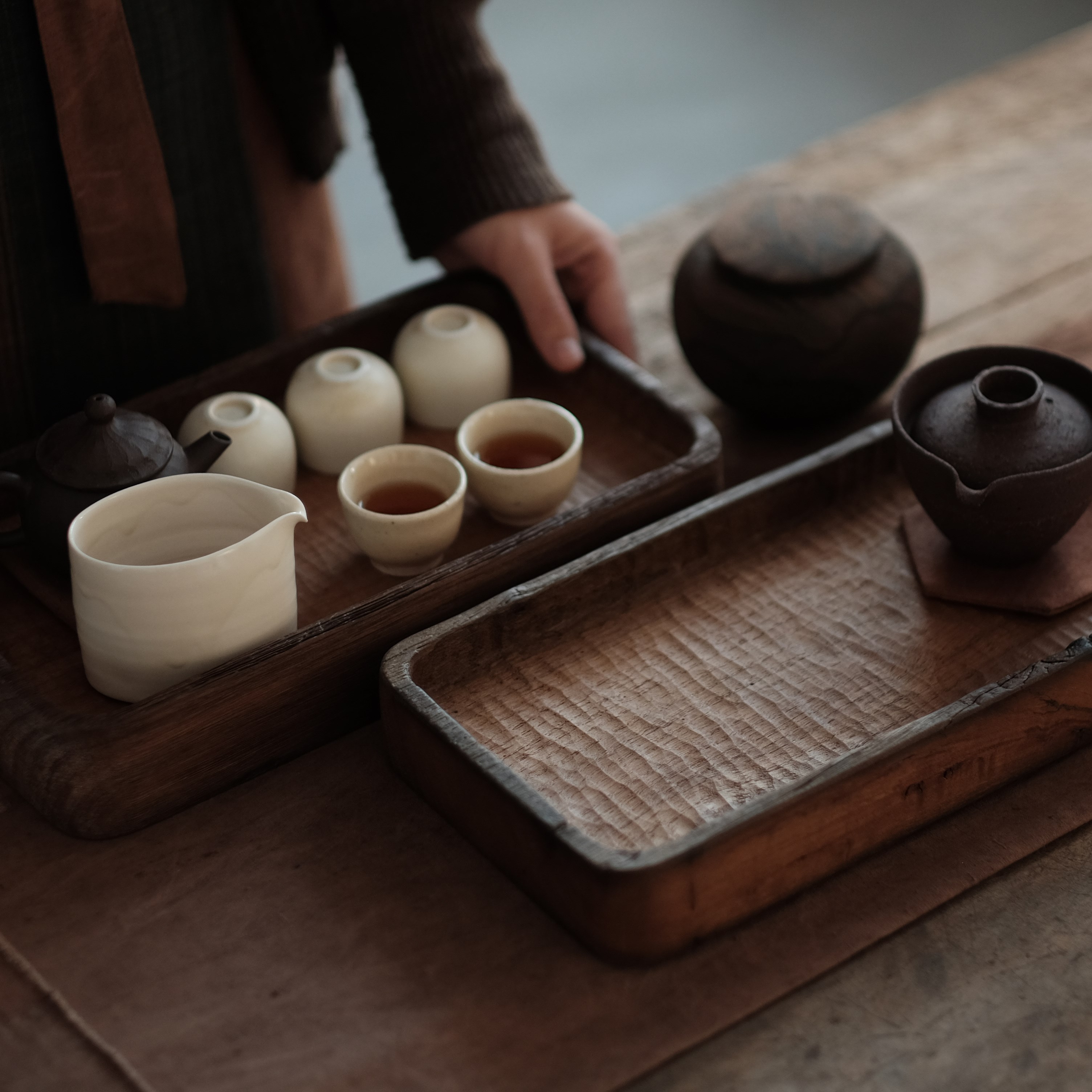 Artisans to their boxes of old plant tea tray tray wood weathering the whole wood all hand made chisel orphan works rectangle tea boxes