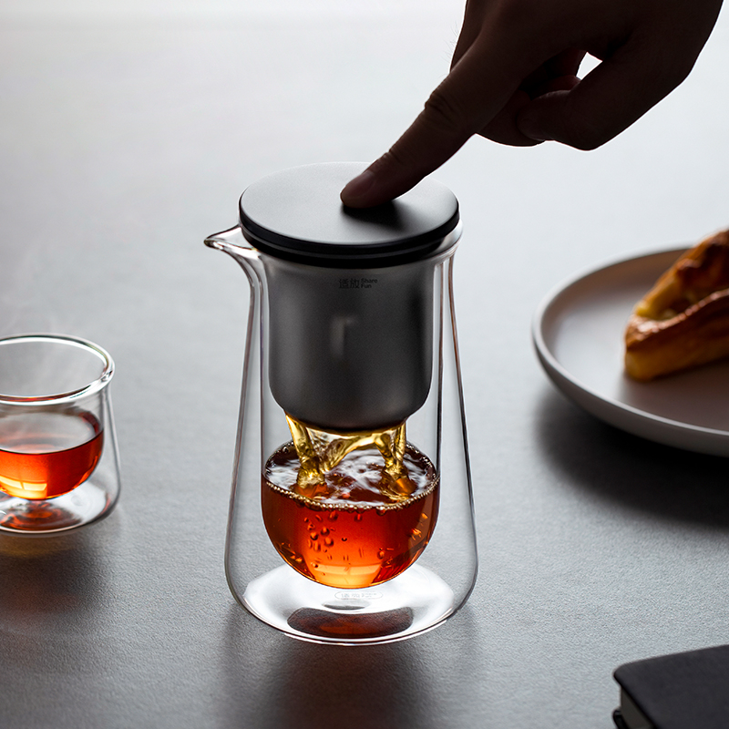 Floating Comfort Cups Glass Teapot Key Filter Tea Pot Suit Home Heat-Resistant Tea Instrumental Magnetic Tea Water Separation Cup-Taobao