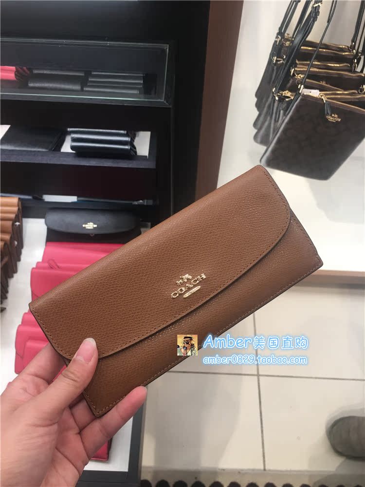 英國哪裡買coach便宜 美國代購 國內現貨 COACH 女士薄款信封長款錢包 多色 F52689 coach便宜