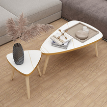 Rock plate coffee table Small household tea table Household small tea table High-end sense of simple modern flower few minimalist low table light luxury