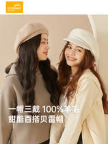ohsunny beret autumn and winter wool 2021 new female Korean fashion warm painter hat face small hat