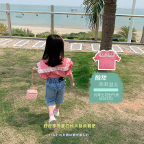 Fall in love with beautiful girl childrens shirt 2021 new summer baby Foreign style shirt children Korean top summer
