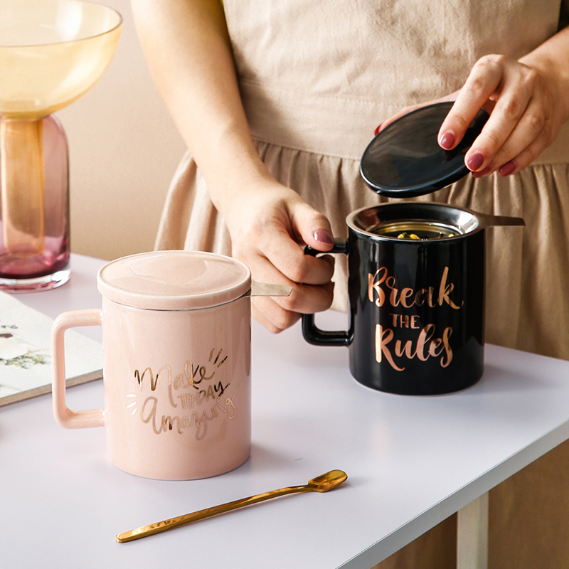 Creative move with cover glass ceramic keller spoon tide lovers ultimately responds a cup of coffee cup men 's and women' s cup