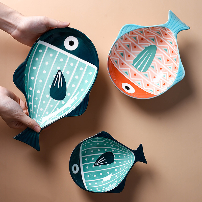 Mercifully fish creative Japanese rectangle steamed fish plate plate household fish dish of ceramic fish dish