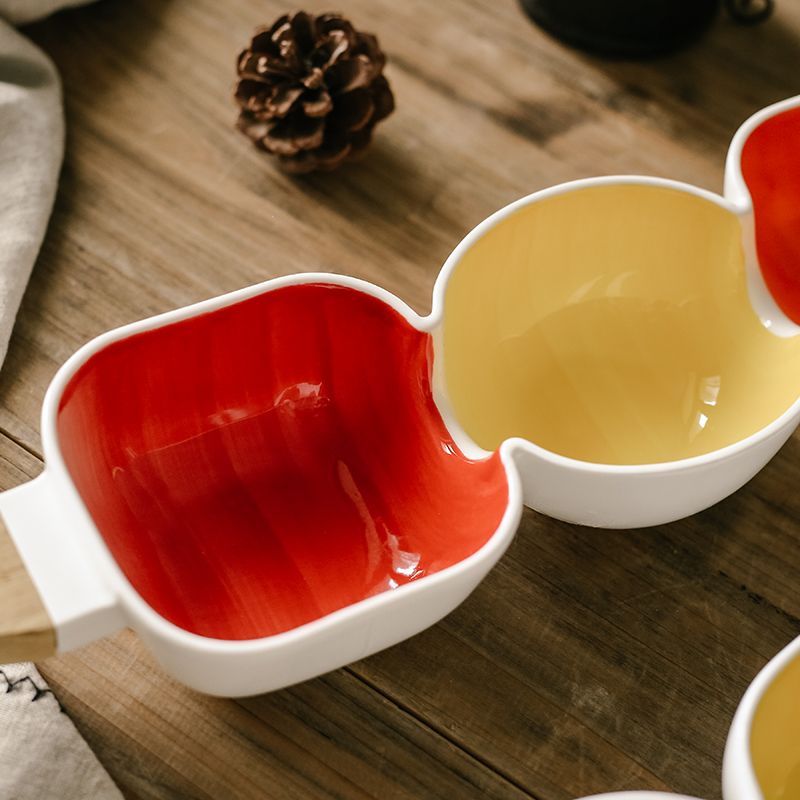 Northern wind household fruit snacks ceramic bowl bowl glaze color creative use points style salad bowl with the bowl