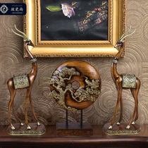 European classical luxury deer ornaments three-piece set of American home living room TV cabinet porch pine crane decoration