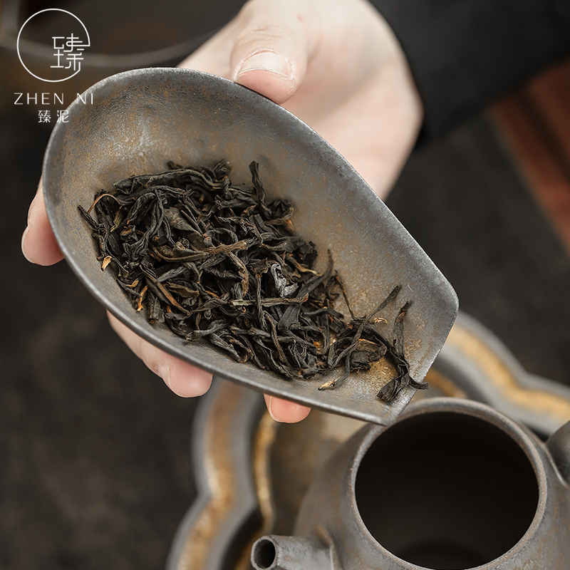 "Gold mud restoring ancient ways is ceramic tea shovel up tea holder Japanese teaspoon of tea spoon, kung fu tea tea accessories