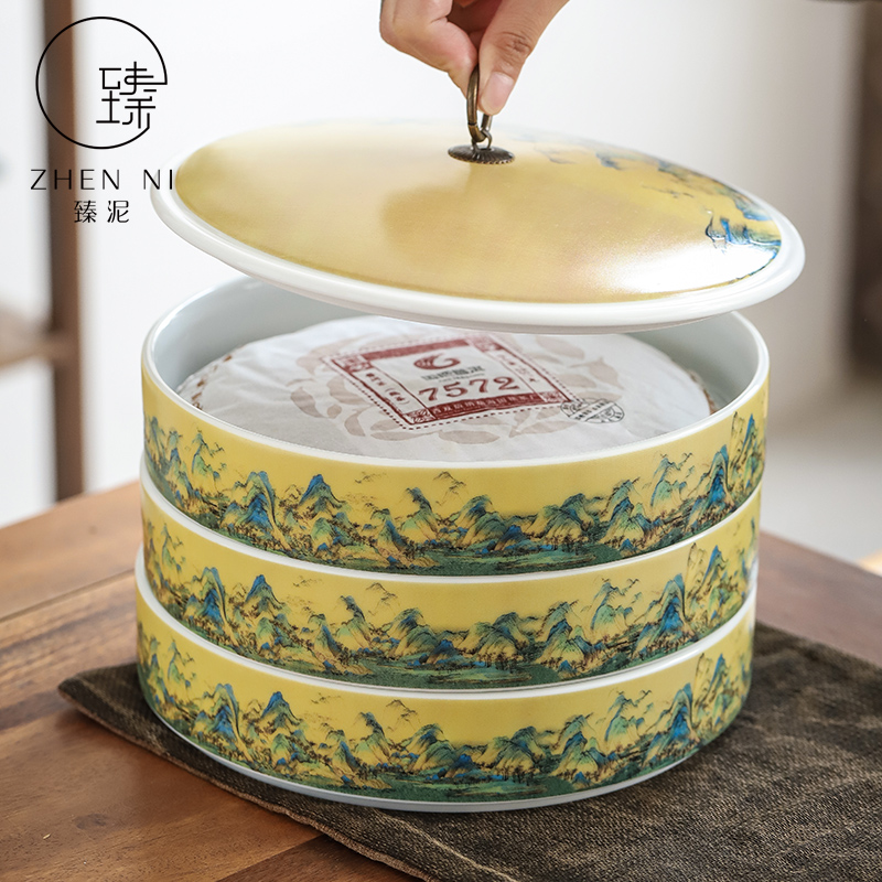 By mud li jiangshan Chinese wind puer tea boxes, tea cake store caddy fixings receive large ceramic multilayer storage