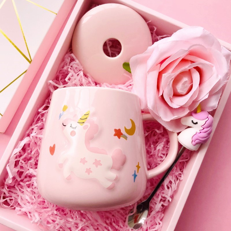 The Food and beautiful female express cartoon thermostatic mini ceramic cup the couples unicorn girl heart children portable drinking water