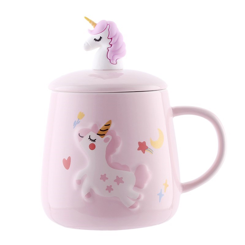 The Food and beautiful female express cartoon thermostatic mini ceramic cup the couples unicorn girl heart children portable drinking water