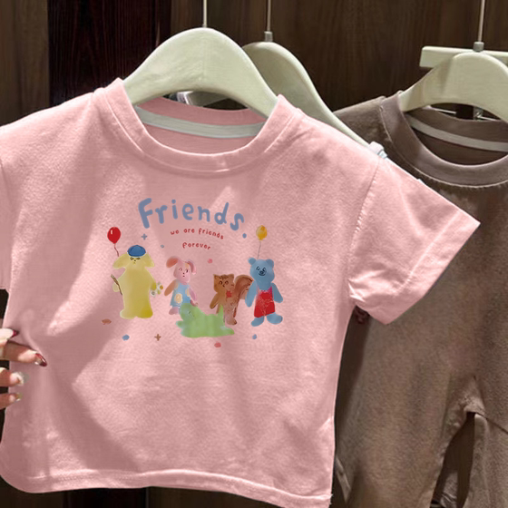 Children's short-sleeved top summer outfit new cartoon printed round neck half-sleeved T-shirt for boys and girls loose base
Children's short-sleeved top summer outfit new cartoon printed round neck half-sleeved T-shirt for boys and girls loose base