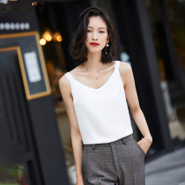 Fashion Harness Vest Lady Spring Summer New Suit Beating Bottom Inner Lap V Collar Sleeveless Snowspun Blouse White Outwear