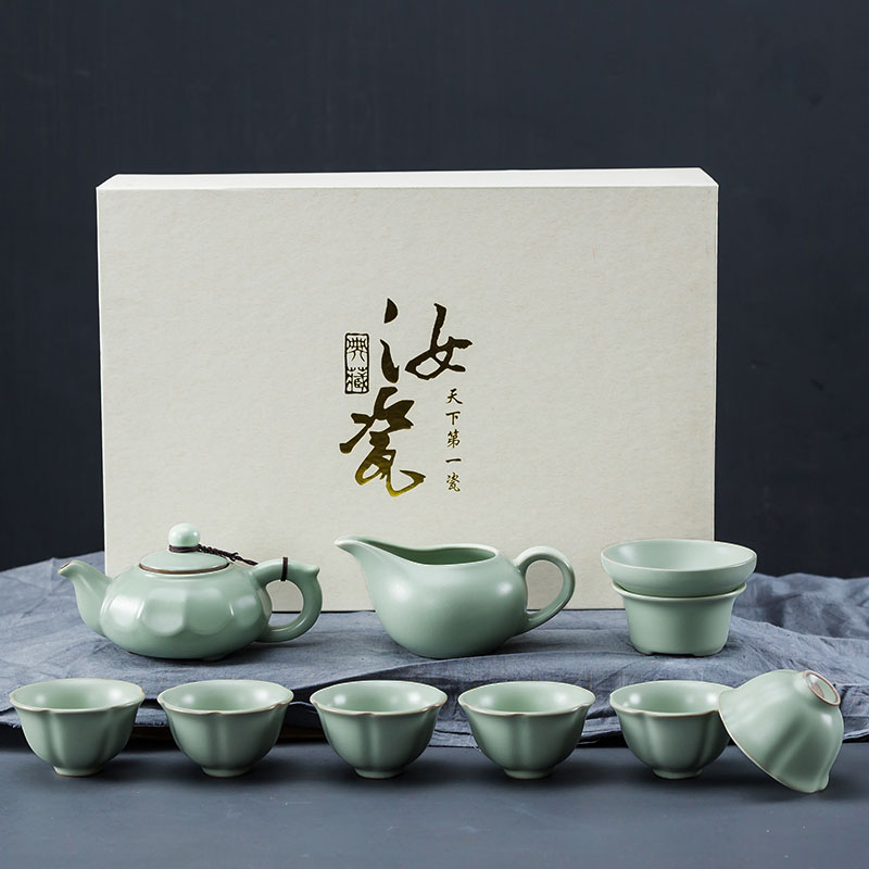 Your up of a complete set of kung fu tea set gift custom logo business gifts ceramic tea set household gift boxes